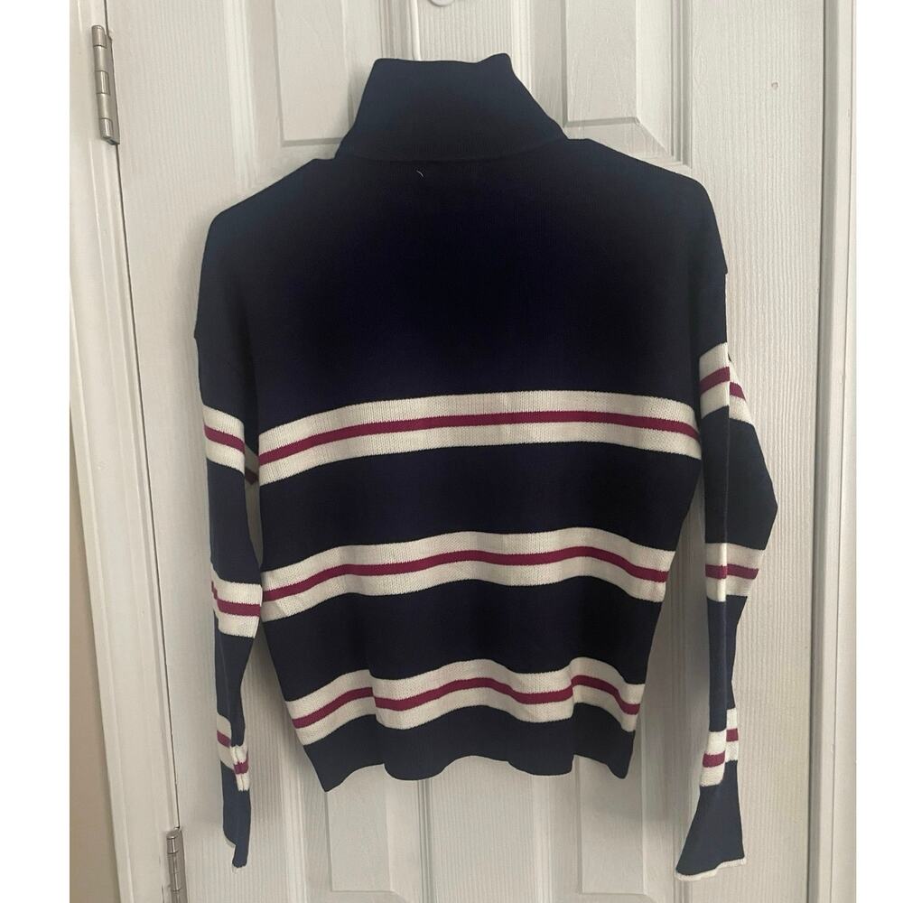 BP quarter zip multi stripe turtle neck long sleeved sweater. A49